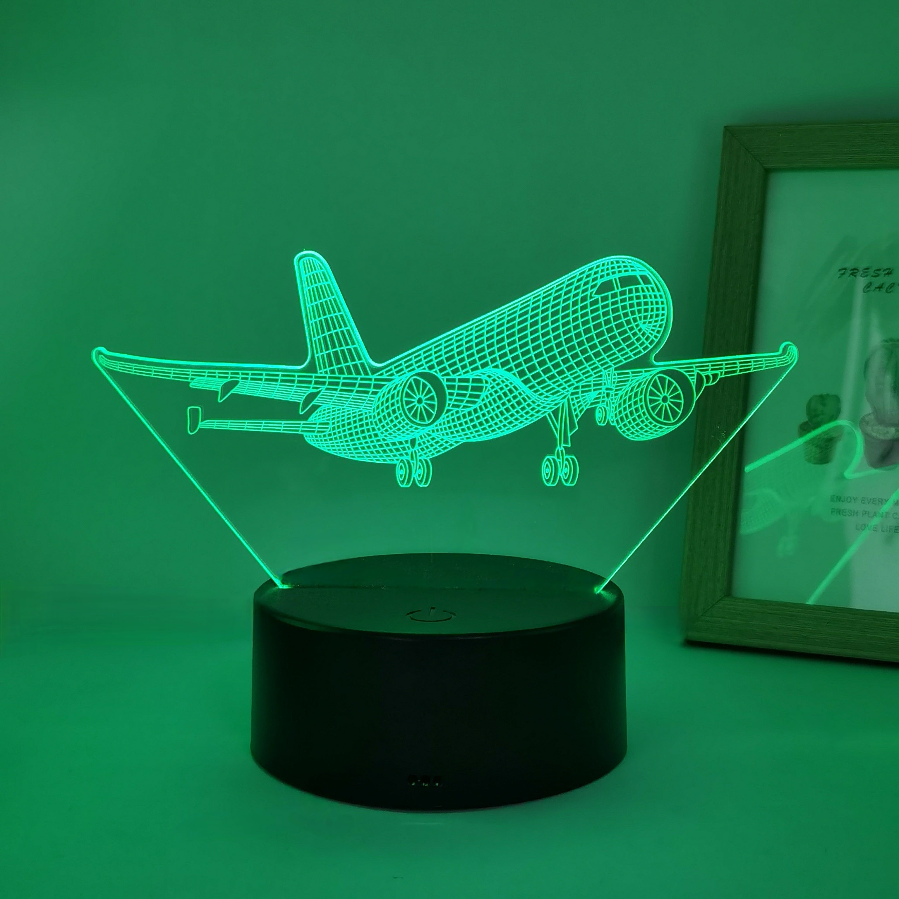 SkyGlow - 3D Vliegtuig Acryl Nachtlampje met USB, LED Tafellamp