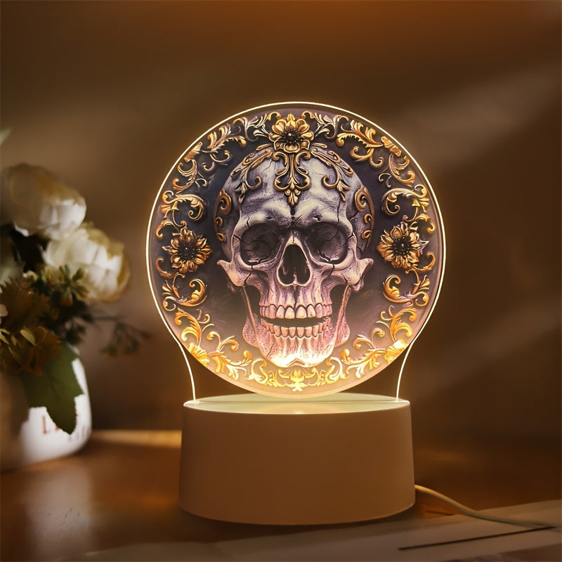 LumiSkull - USB Schedel Nachtlamp, Kleurrijke Acryl Tafellamp voor Slaapkamer & Halloween Decoratie