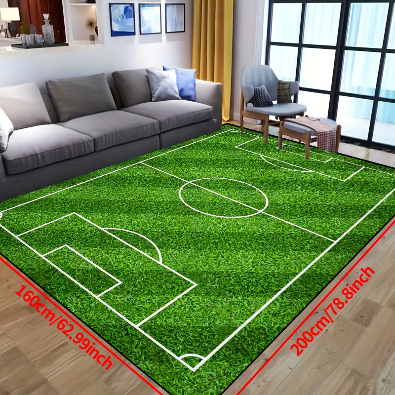 Voetbalveld Patroon Vloerkleed - Antislip Wasbare Lounge Mat Voor Woonkamer, Slaapkamer, Tuin of Gaming Kamer