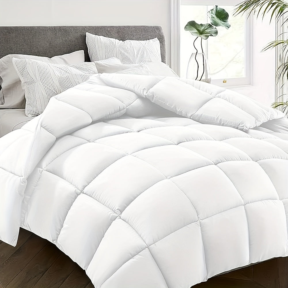 1pc Effen Kleur Vierkant Dekbed, Ultralicht Warmte Polyester Bedsprei Voor Alle Seizoenen, Zacht Comfortabel Dekbed Voor Slaapkamer, Logeerkamer