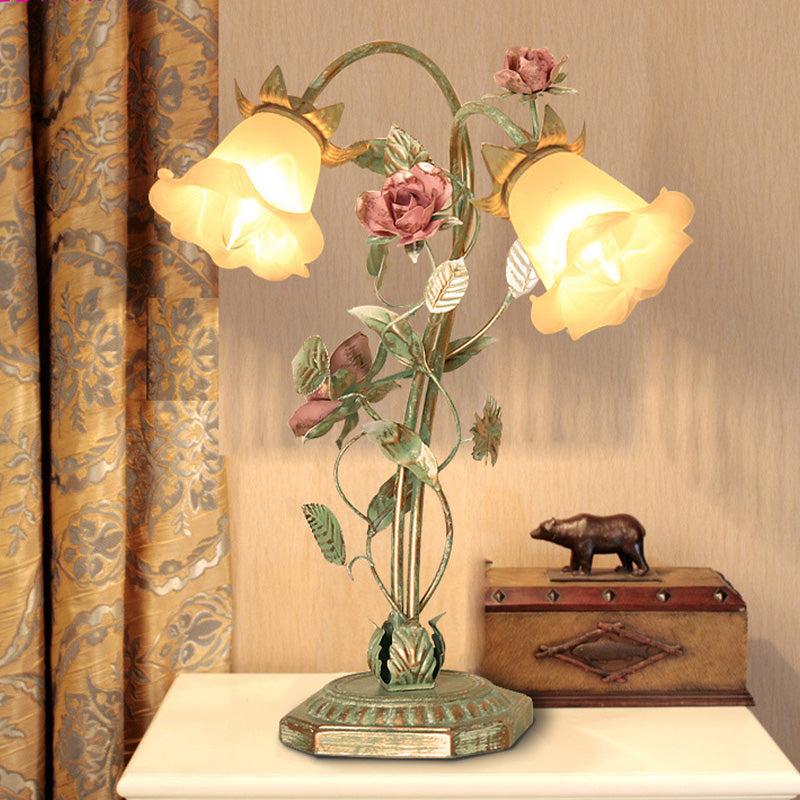 Groene Bloem Tafellamp - Shabby Chic Slaapkamerverlichting