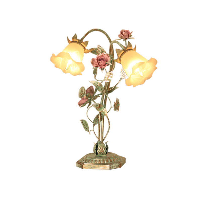 Groene Bloem Tafellamp - Shabby Chic Slaapkamerverlichting