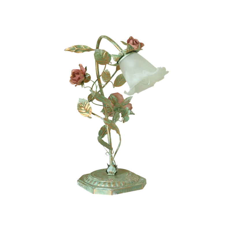 Groene Bloem Tafellamp - Shabby Chic Slaapkamerverlichting