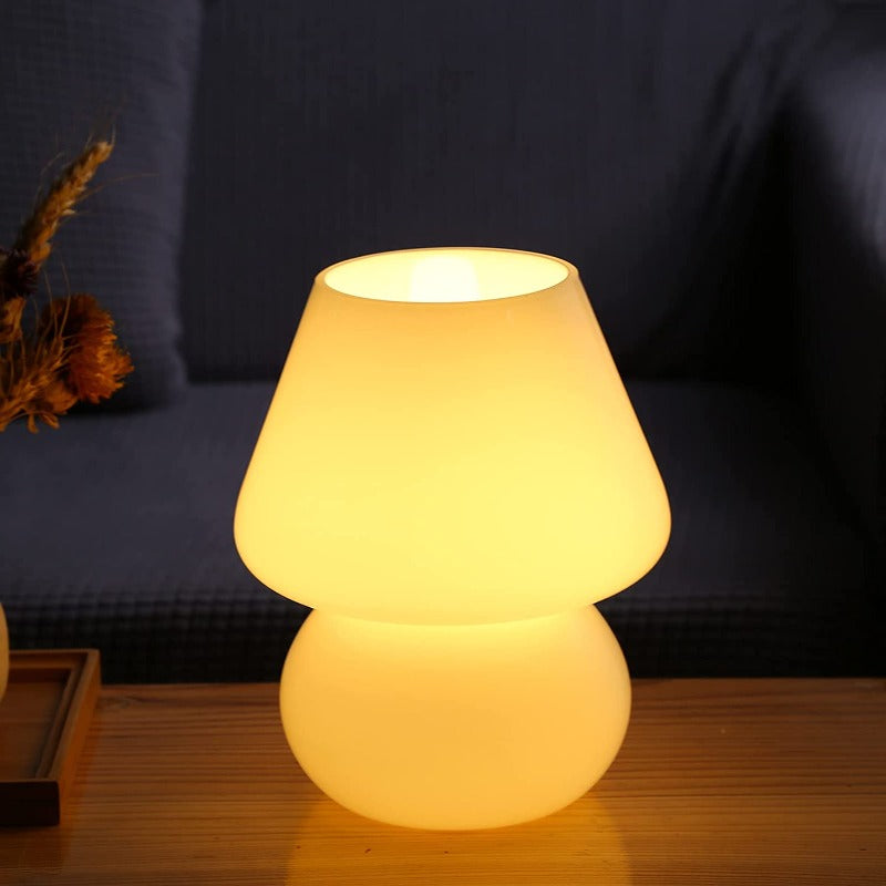 Mushroom Lamp - Vintage Glazen Nachtlampje met Strepen