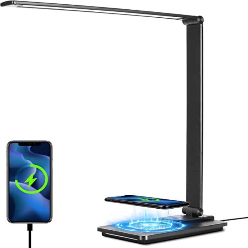 LED Bureau Lamp - Met Draadloze Oplader en USB-poort