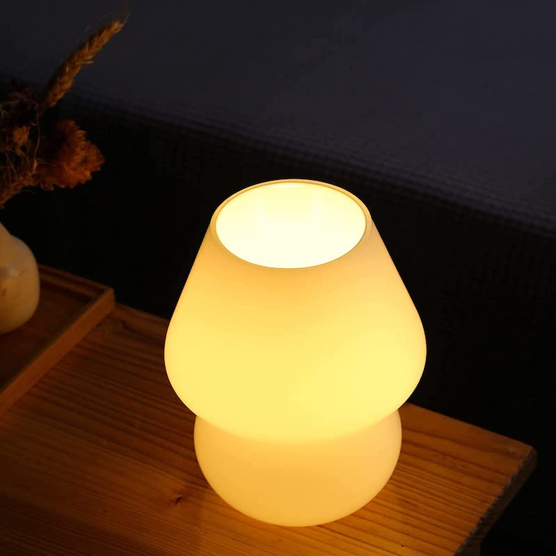 Mushroom Lamp - Vintage Glazen Nachtlampje met Strepen