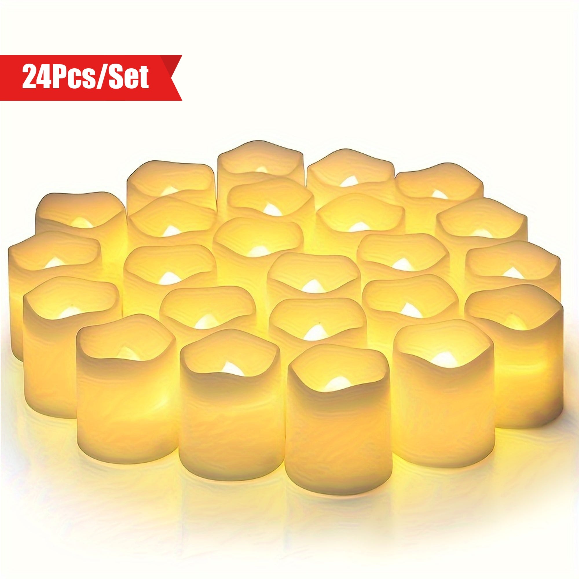 24-delige set LED-theelichtjes – Flameless Kaarsen voor Kerstmis, Halloween, Valentijnsdag en Ramadan Decoratie