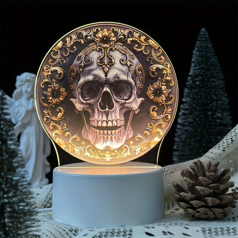 LumiSkull - USB Schedel Nachtlamp, Kleurrijke Acryl Tafellamp voor Slaapkamer & Halloween Decoratie