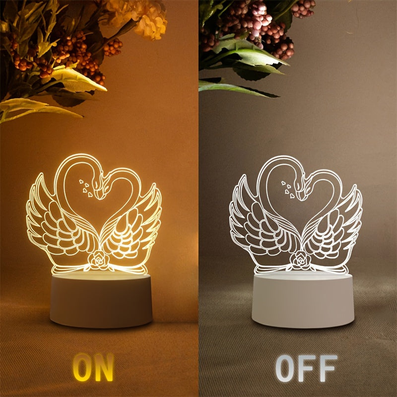 ZwaanLicht - USB Gevoede 3D LED Tafellamp met Acryl Frame