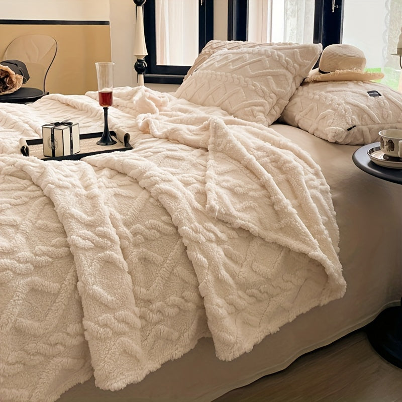 1 Stuks Enkel Laags Taffeta Deken - Dunne Multifunctionele Bedsprei, Warme Plaid voor Slaapkamer en Woonkamer, Beige, All-Season Dekentje