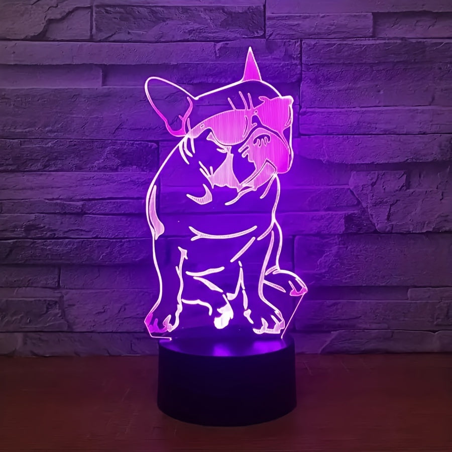 DecoBulldog - 3D Franse Bulldog Nachtlampje met 16 Kleuren