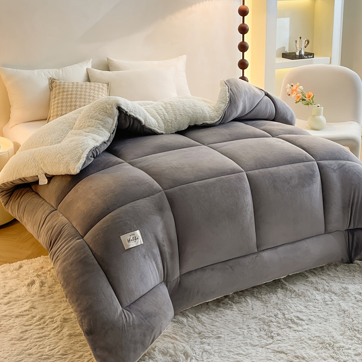 Cabin Style Sherpa Fleece Dekbed - Zacht Comfortabel Lodge Stijl Beddengoed, Warm Dubbelzijdig Fluffy Dekbed