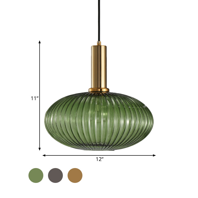 Zwarte/Gouden Moderne Hanglamp met Ribbelglas