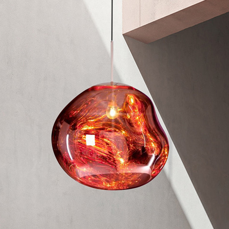 Moderne Hanglamp Zilver/Rood Glas 1 Licht Eetkamer Plafondlamp