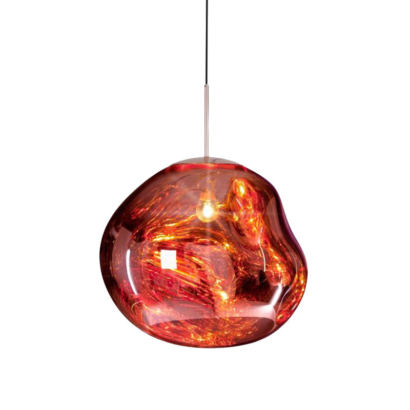 Moderne Hanglamp Zilver/Rood Glas 1 Licht Eetkamer Plafondlamp