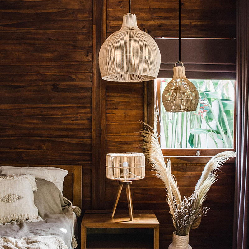 Boho Wicker Lampenkappen Handgeweven Keuken Eiland Hanglamp