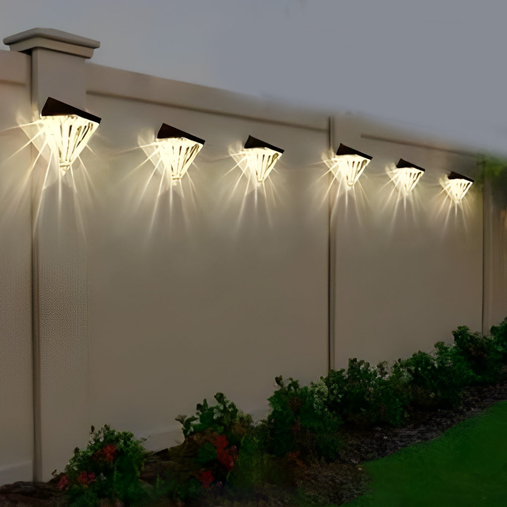 2 Stuks Geometrische LED Waterdichte Zwarte Solar Wandlamp