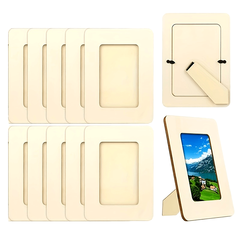 10 stuks 5-Inch Houten Fotolijsten - DIY Handgemaakt in Moderne Stijl, 12.45x17.02 cm, Tafeldecoratie, Perfect voor Familieherinneringen en Woondecoratie