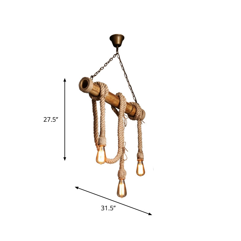 IndustrialBamboo - Verstelbare Plafondlamp met Bamboe en Verstelbaar Touw