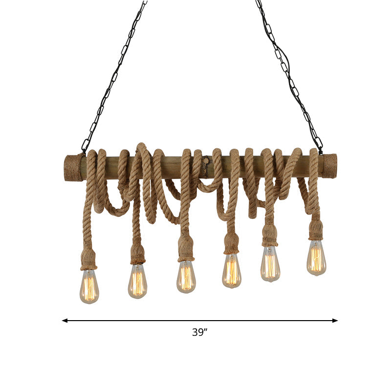 IndustrialBamboo - Verstelbare Plafondlamp met Bamboe en Verstelbaar Touw