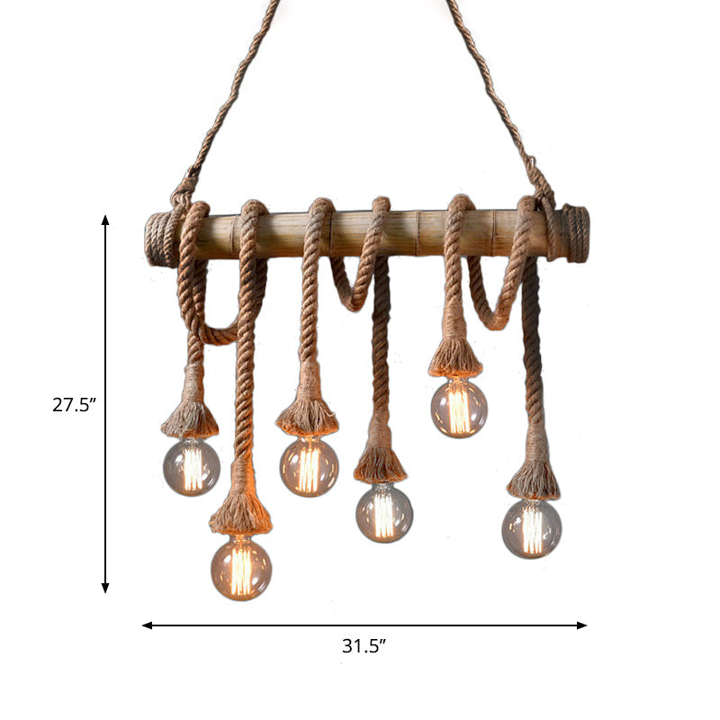 IndustrialBamboo - Verstelbare Plafondlamp met Bamboe en Verstelbaar Touw