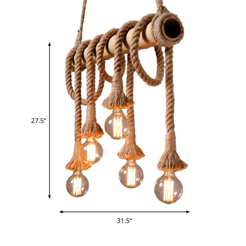 IndustrialBamboo - Verstelbare Plafondlamp met Bamboe en Verstelbaar Touw