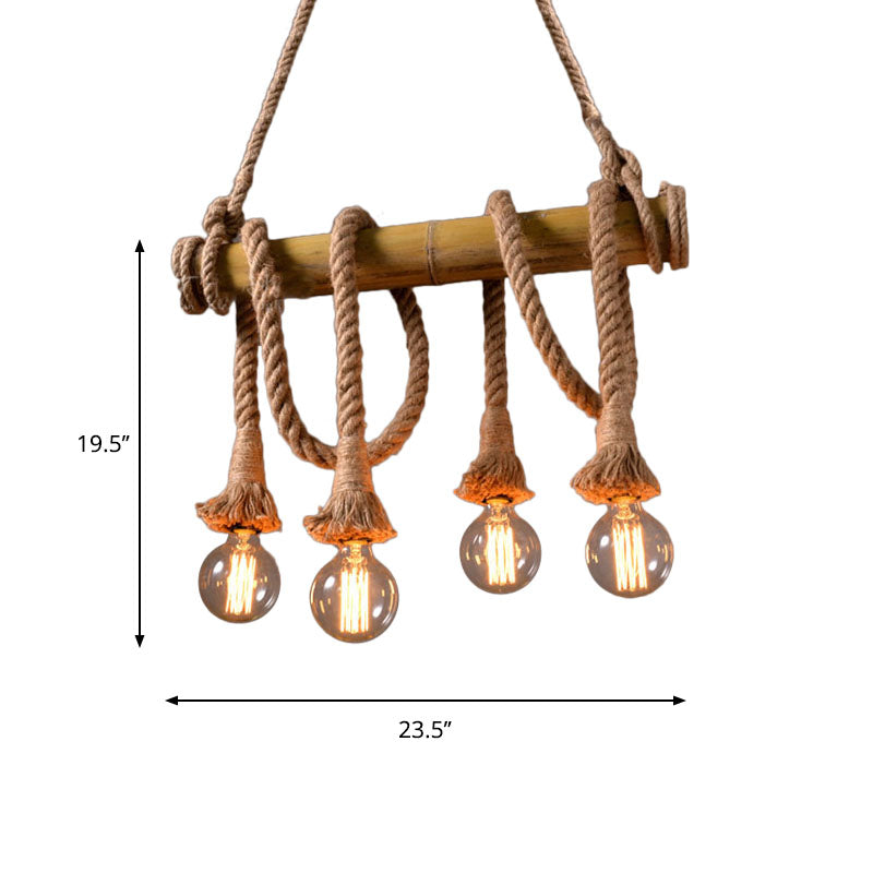 IndustrialBamboo - Verstelbare Plafondlamp met Bamboe en Verstelbaar Touw