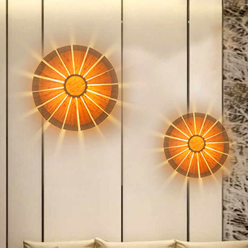 SunCircle - Moderne Houten Circulaire Wandlamp voor Woonkamer