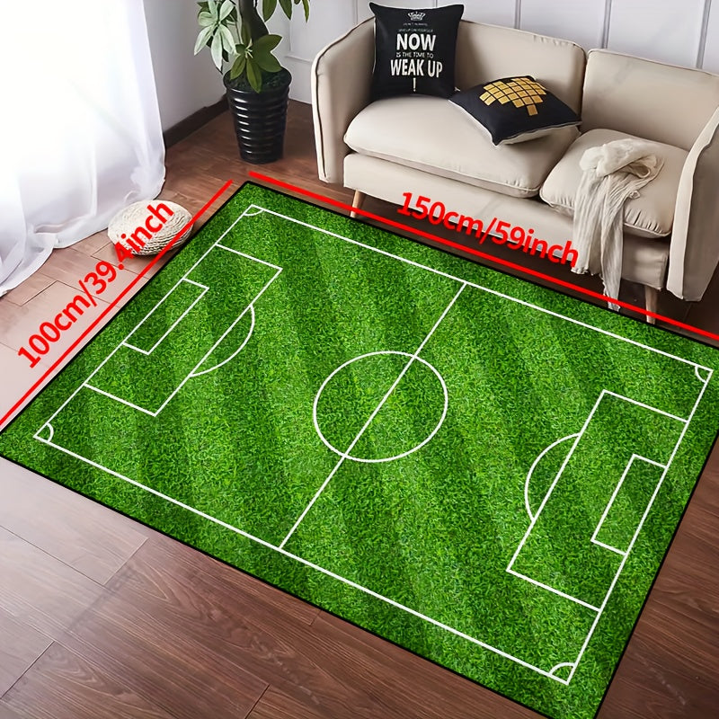 Voetbalveld Patroon Vloerkleed - Antislip Wasbare Lounge Mat Voor Woonkamer, Slaapkamer, Tuin of Gaming Kamer