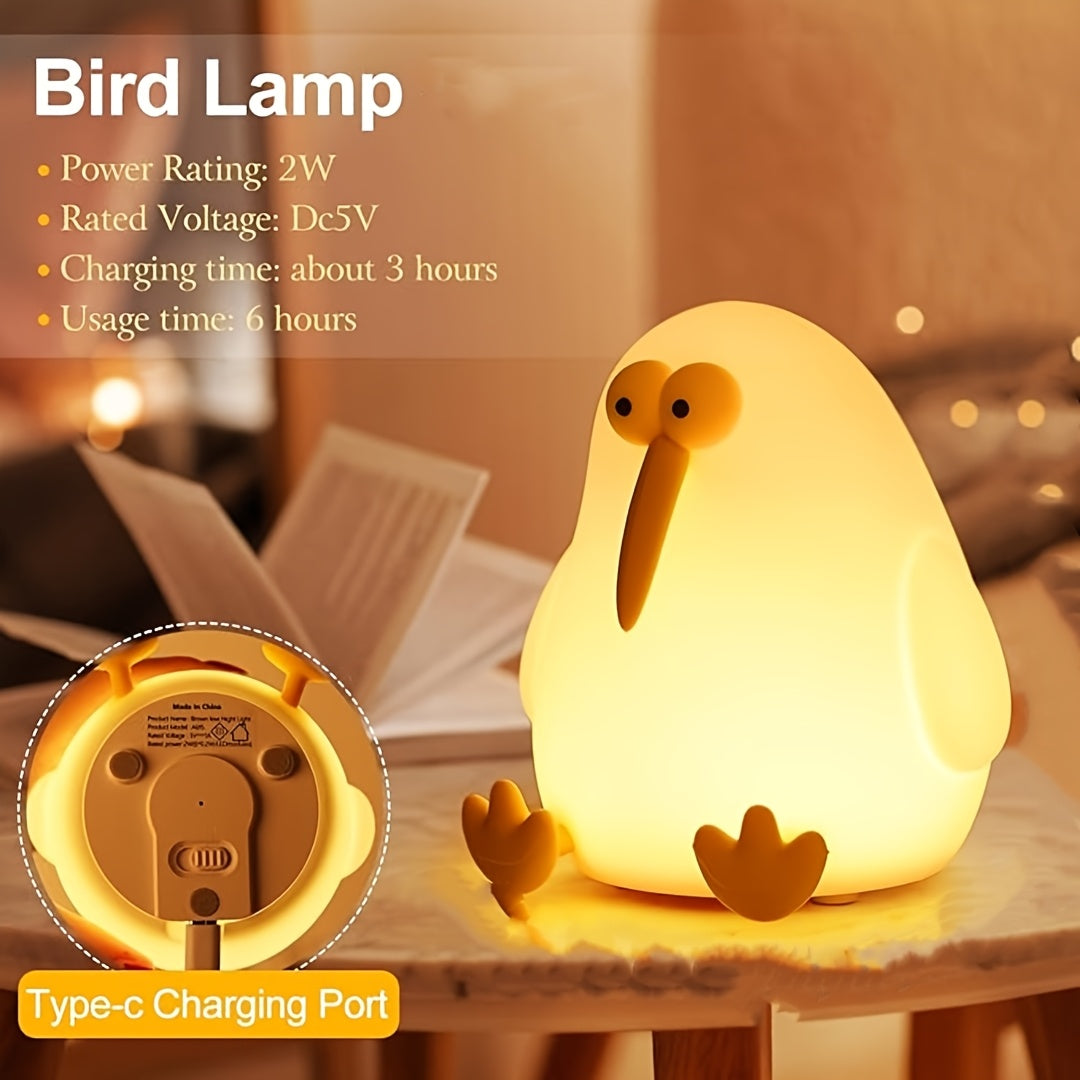 KiwiGlow - KiwiBird LED Nachtlampje, USB Oplaadbaar met Dimbare Touch Sensor