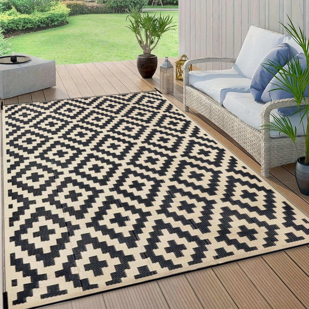 Dubbelzijdige Mat - Modern Kunstgras Tapijt Voor Buiten, Grote Vloermat Voor RV, Patio, Tuin, Strand en Camping