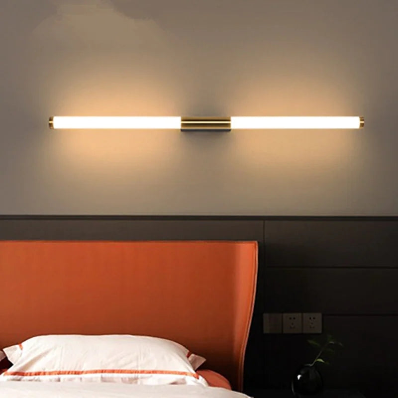 Leigh Eenvoudige Moderne Lineaire LED Wandlamp Wit-Goud Slaapkamer Metaal