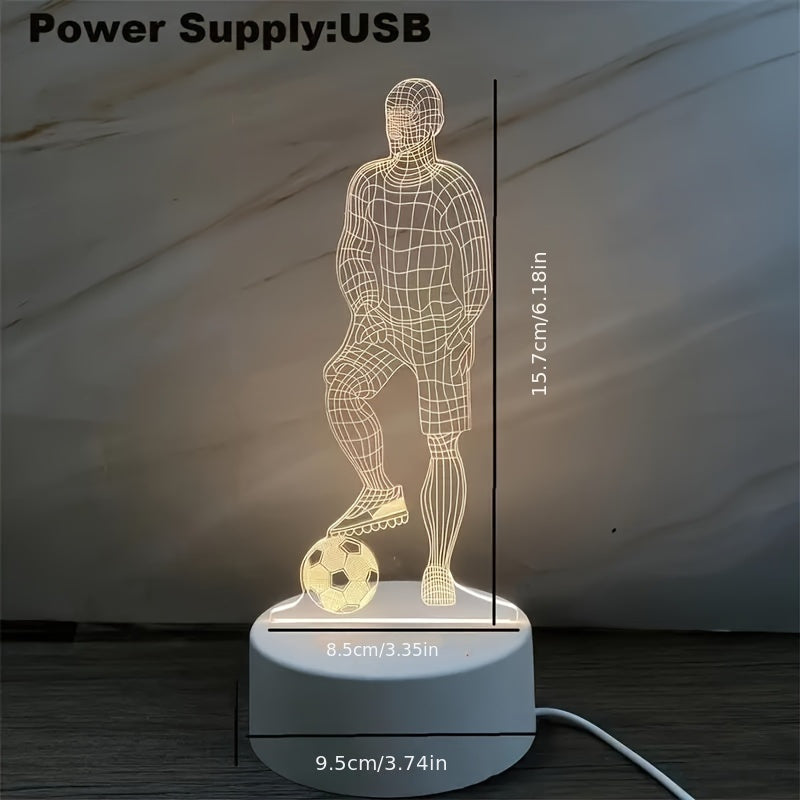 SportVisie - 3D LED Voetballer Nachtlamp, USB Aangedreven