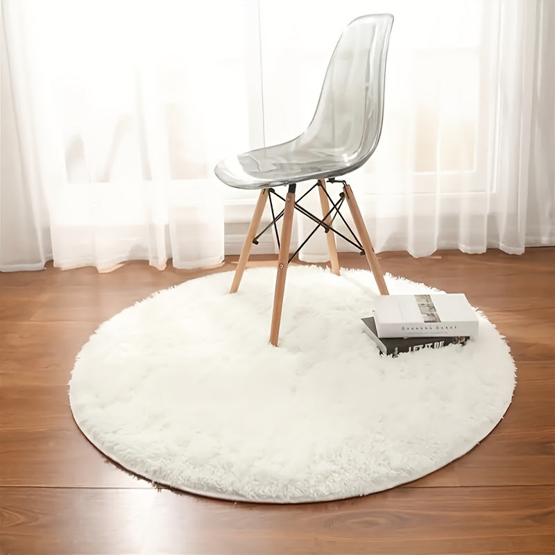 Super Zachte Witte Ronde Pluchen Tapijt - Perfect voor Woonkamer, Slaapkamer, en Kinderkamer - Antislip, Fluffy en Machinaal Gemaakt