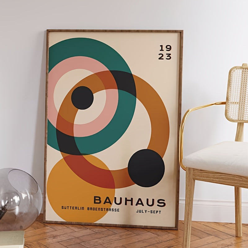 Set van 3 Vintage Mid Century Moderne Canvas Posters - Frameloze Retro Geometrische Muurkunst voor Slaap- en Woonkamer