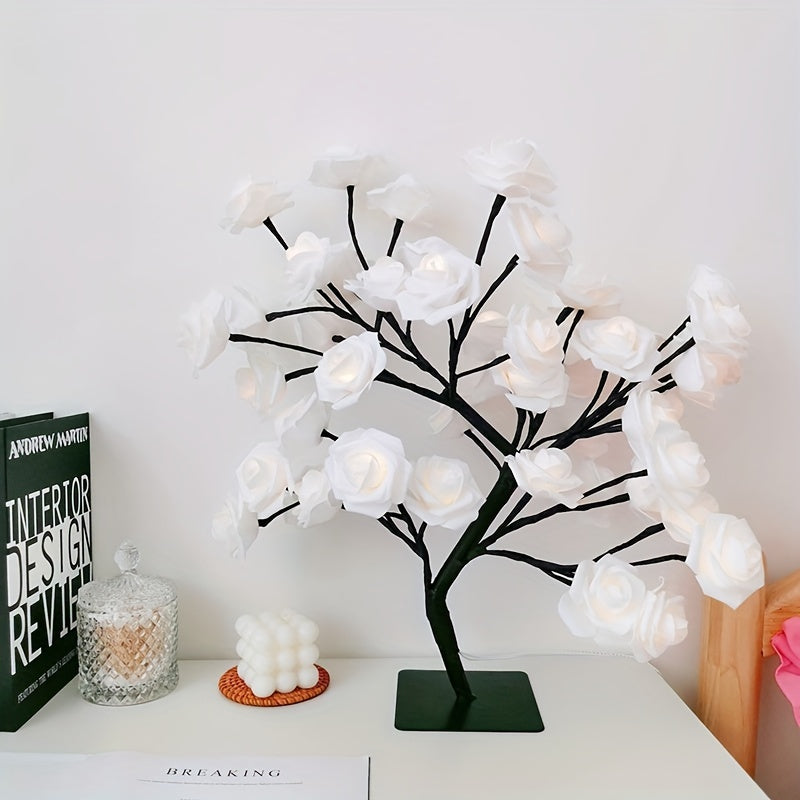 RozenLicht - LED Bloemen Tafellamp met USB, Sfeerverlichting