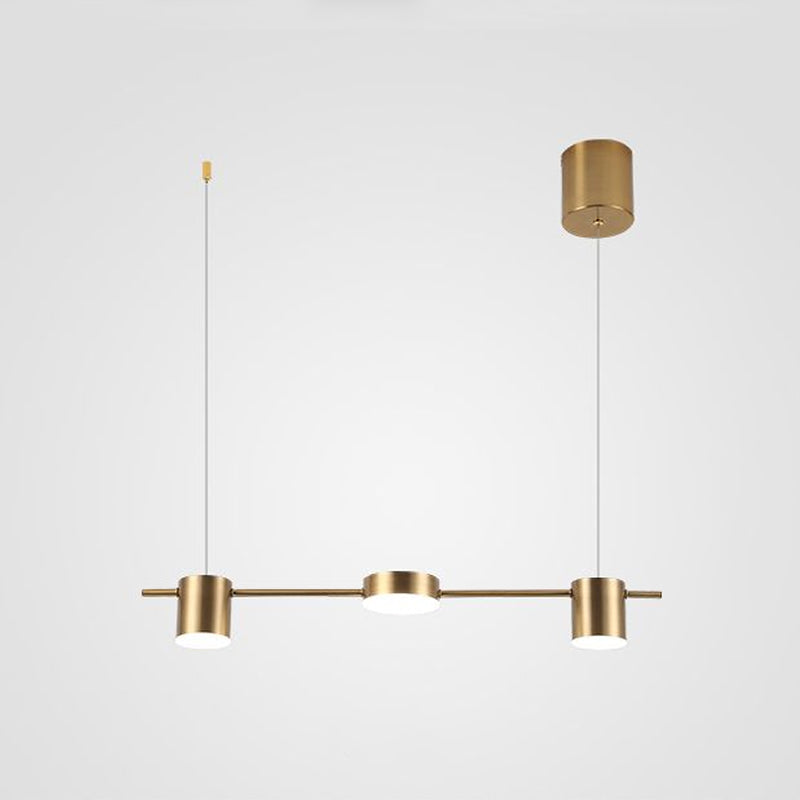 Drum Aluminium Hanglamp Eiland Modern Eenvoudig 3/5-lichts Zwart/Goud Plafondlamp in Warm/Wit Licht