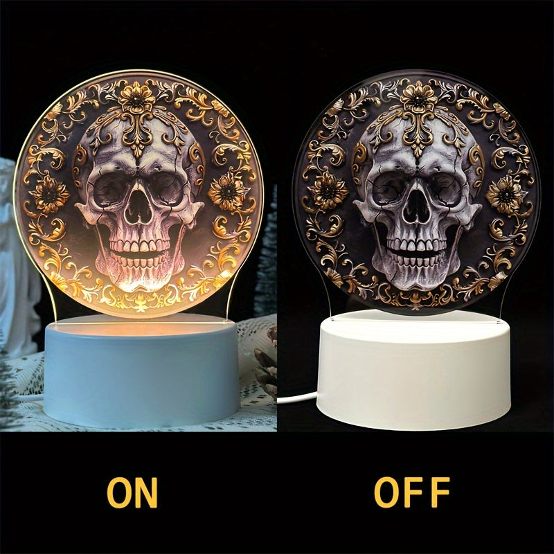 LumiSkull - USB Schedel Nachtlamp, Kleurrijke Acryl Tafellamp voor Slaapkamer & Halloween Decoratie