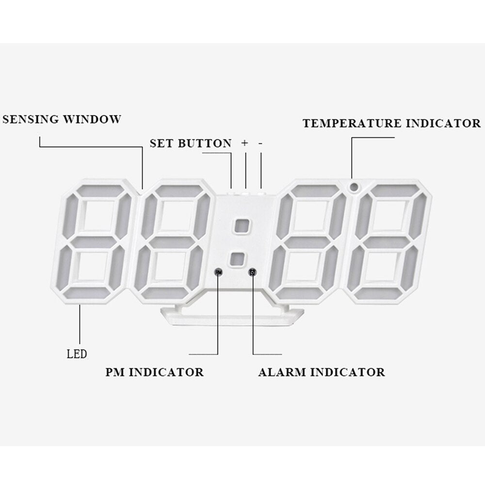 LED-Digital Wandklok - Temperatuur en Alarm