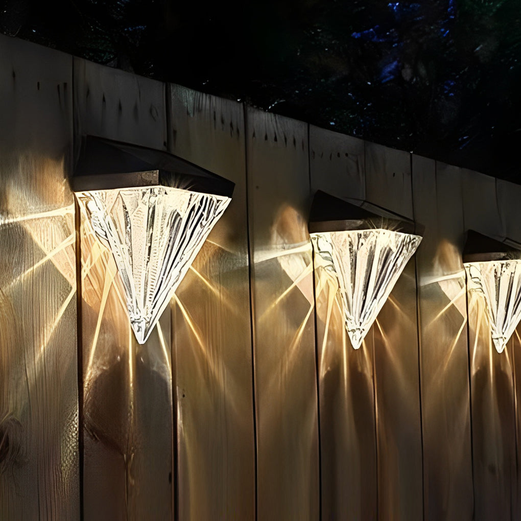 2 Stuks Geometrische LED Waterdichte Zwarte Solar Wandlamp