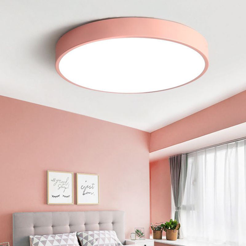 Elysia Moderne Ronde LED Plafondlamp Roze Grijs Metaal Woonkamer