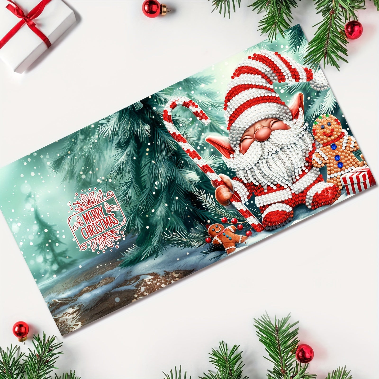 DIY Diamond Painting Kerstkaartenset - 12-delige Santa Claus Thema Wenskaarten voor Vakantiefeesten & Familie