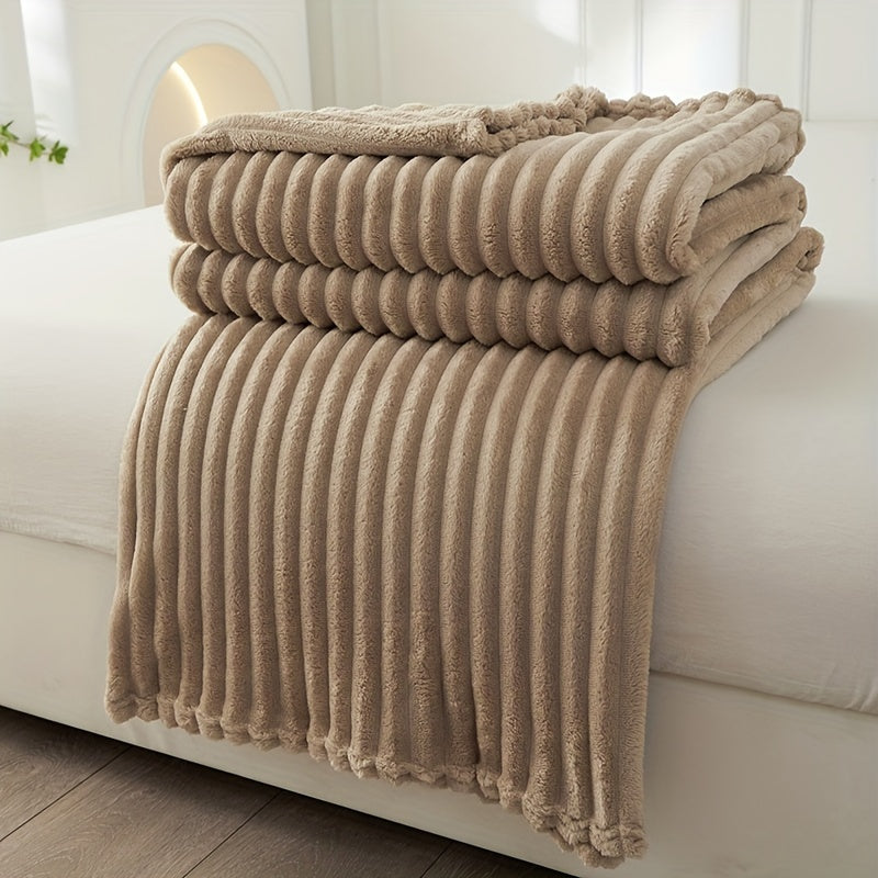 Thickened Striped Plush Deken - Zachte en Huidvriendelijke Sofa Deken, Multi-functionele Nap Deken