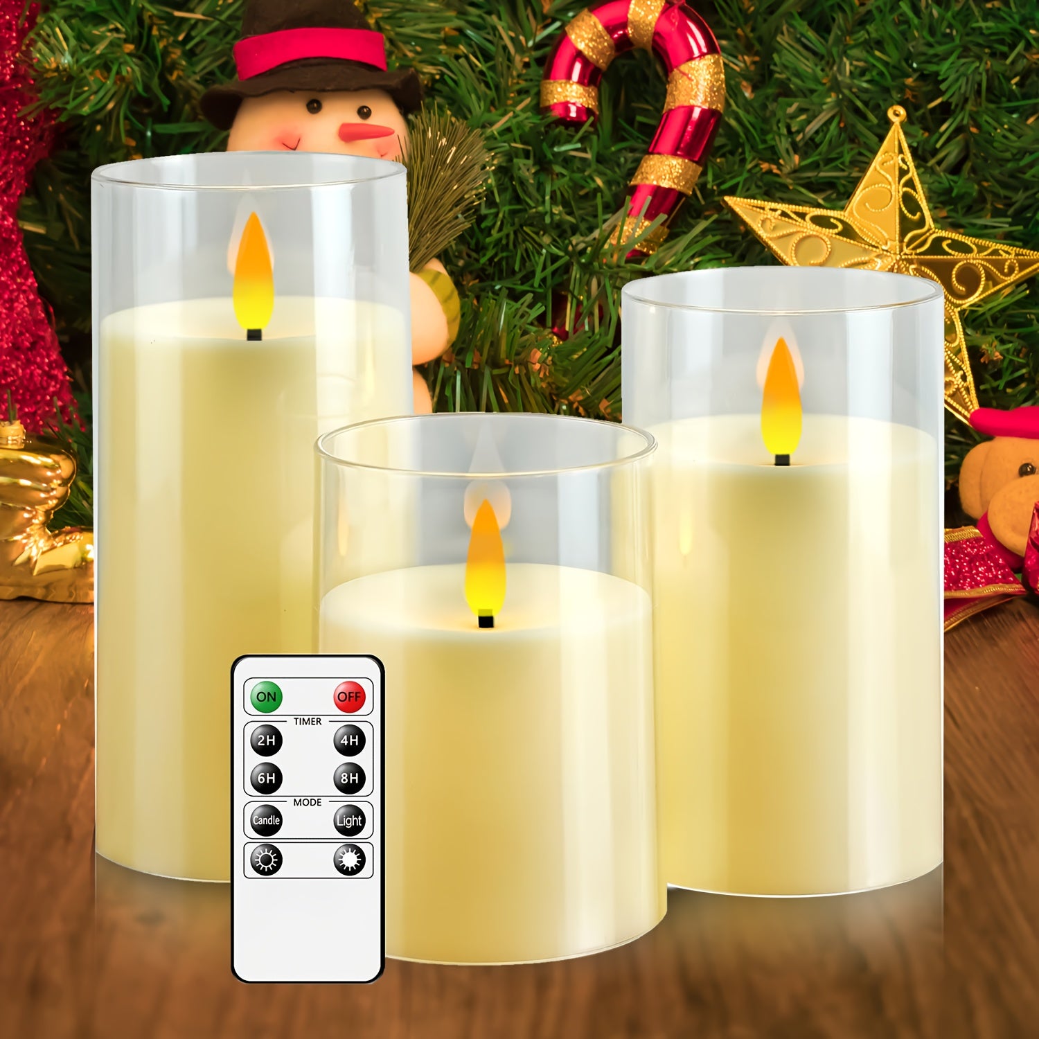 Flameless Candle Set Met Afstandsbediening - LED Kaarsen Voor Kerst & Halloween Decor (Set van 3 - Wit)