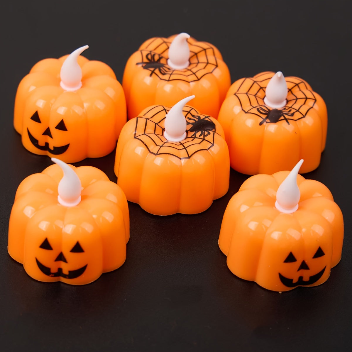 LED Halloween Pompoenkaarsen – 2 stuks, 9.14cm Jack-o'-Lantern Design, Met Batterijen