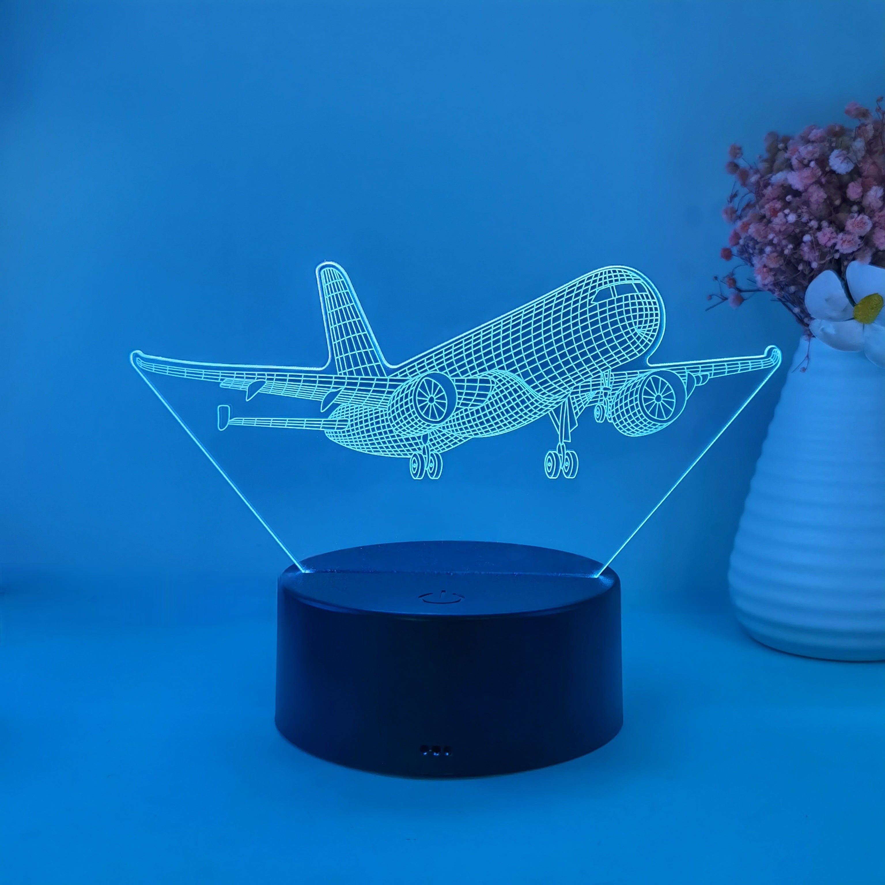 SkyGlow - 3D Vliegtuig Acryl Nachtlampje met USB, LED Tafellamp