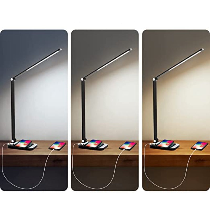 LED Bureau Lamp - Met USB Oplaadpoort en Dimbare Functie - Perfect Voor Kantoor en Studie