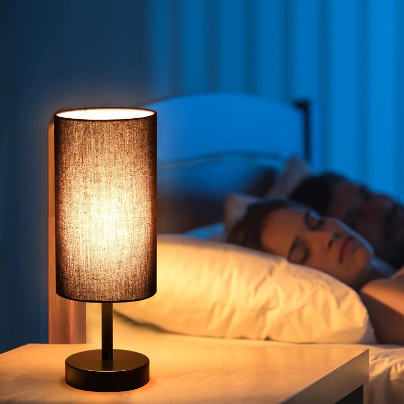 Touch Control Table Lamp - Tafellamp met USB Poorten en 3-weg Dimbare Flaxen Kap