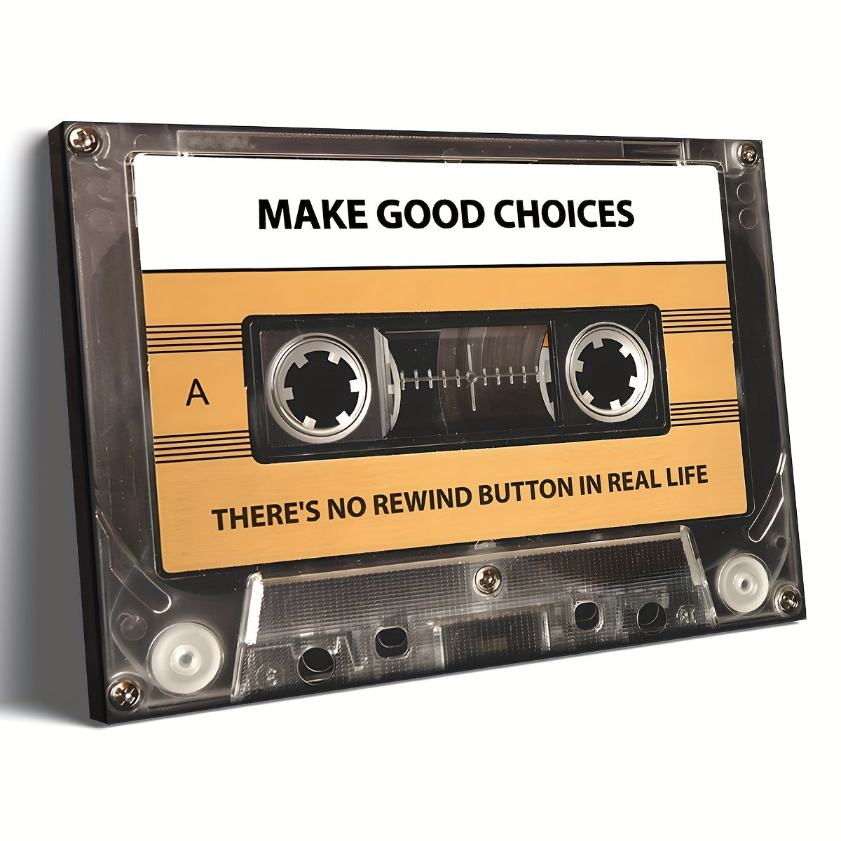 Extra Grote Retro Cassette Tape Canvas - Inspirerende Quote, Klaar om op te Hangen, Perfect voor Woonkamer & Kantoor