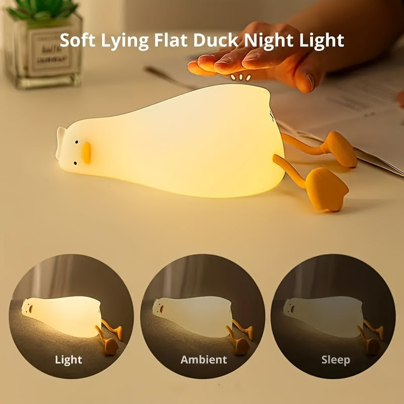 DuckGlow - Schattige Eend Slaaplamp met USB Oplaadbare Batterij en Dimbaar Licht